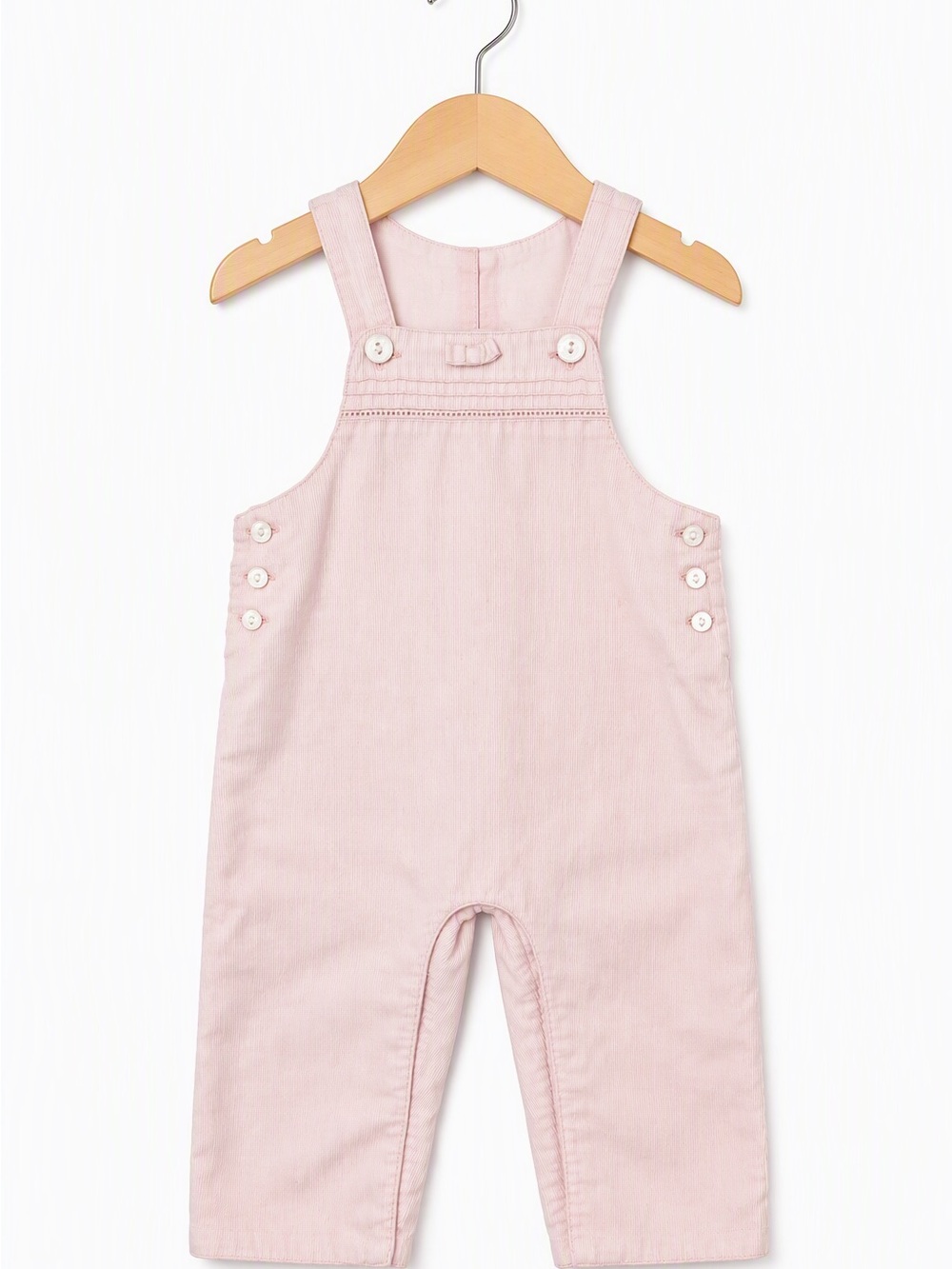 Cyrillus Paris France Pastel Pink Fine Wale Corduroy Bow Overalls 12M / 74cm
